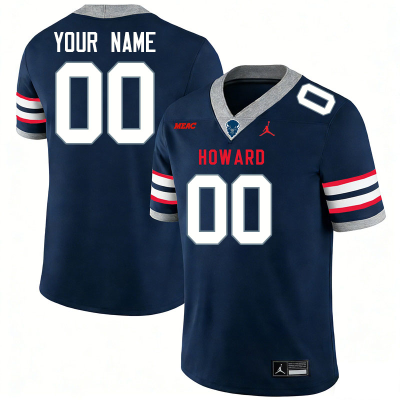 Custom Howard Bison Name And Number College Football Jerseys,Uniforms-Navy